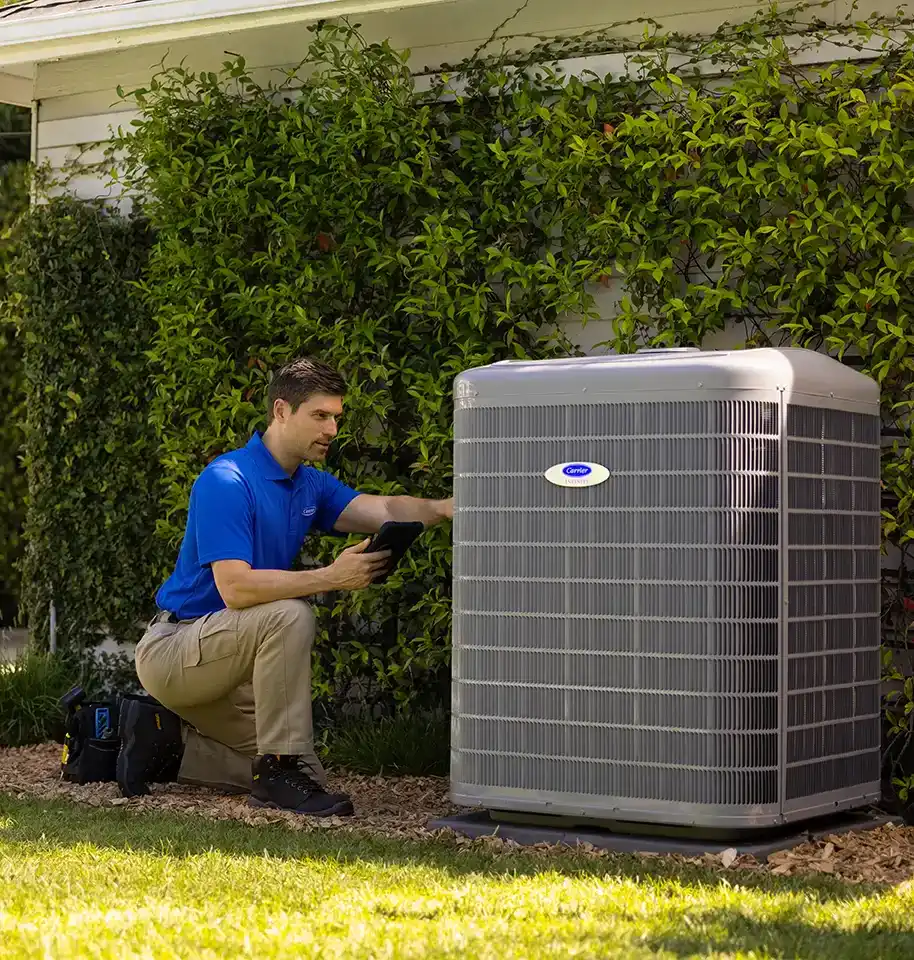 Carrier dealer service outdoor HVAC unit