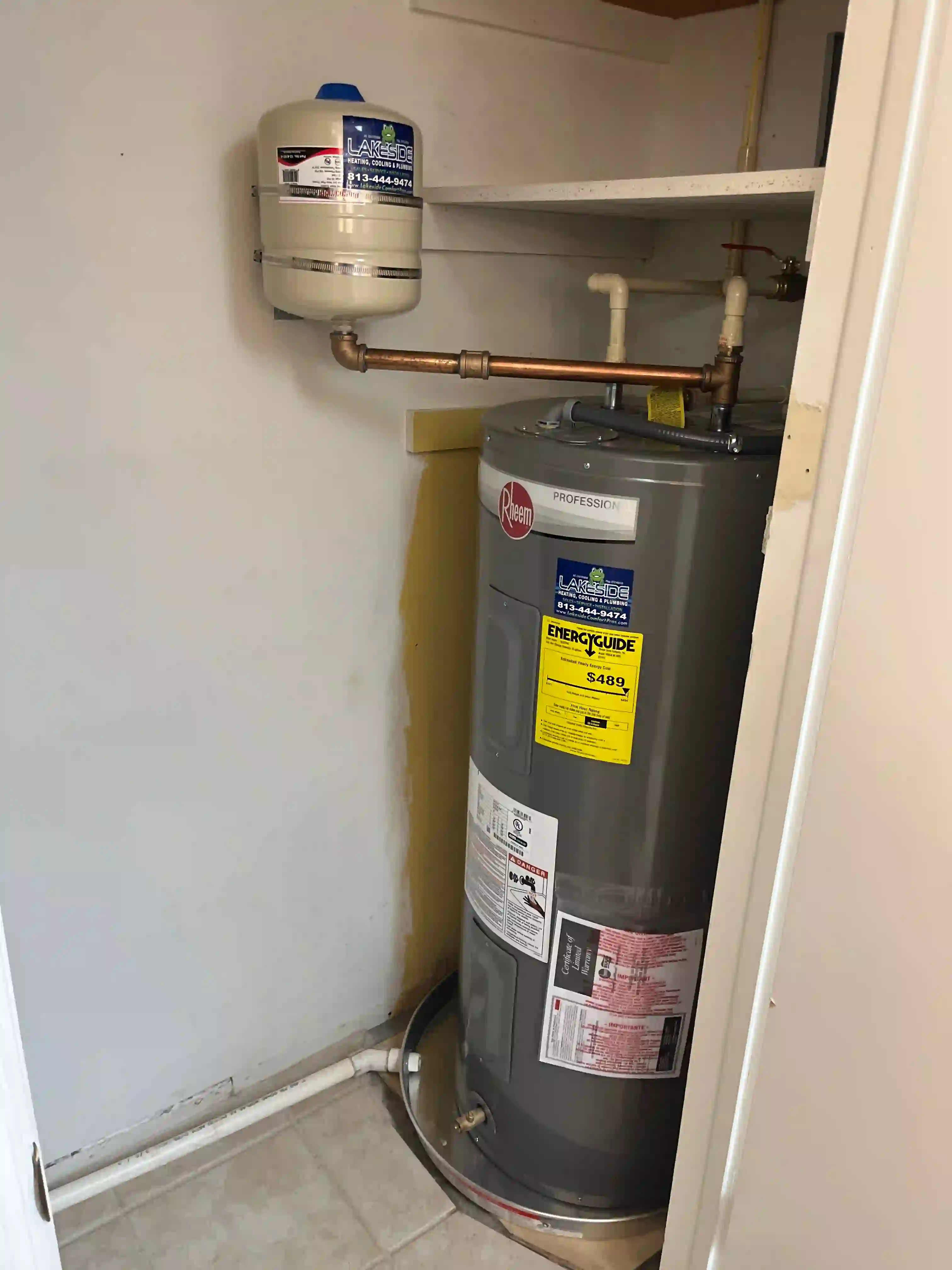 Rheem tank water heater install