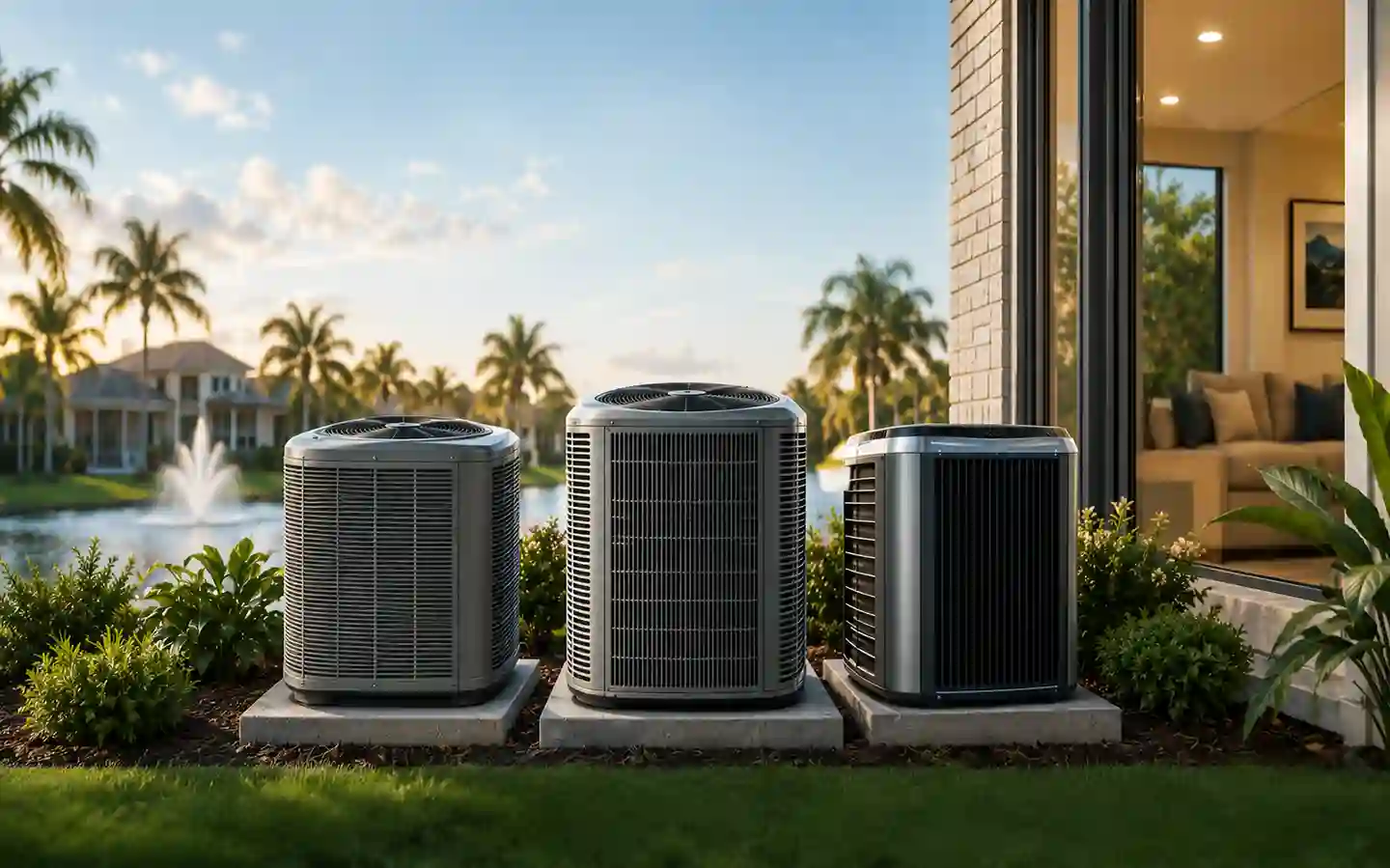 HVAC technician servicing an air conditioner hero image